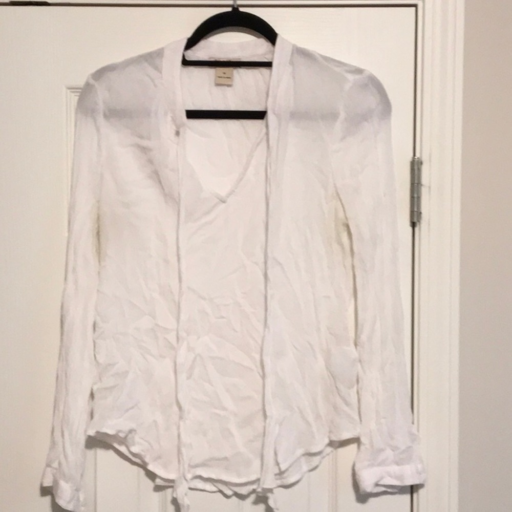 White Lucky Brand top with tie at neck